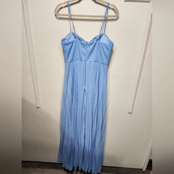 Lulus Admirable Elegance Light Blue Pleated Bustier Maxi Dress Wedding Party - Picture 10 of 10